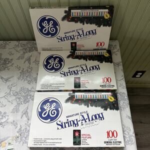 Vtg GE Christmas Lights 100 Miniature-Style Bulb Multi-Color NOS Lot 3 Mini New